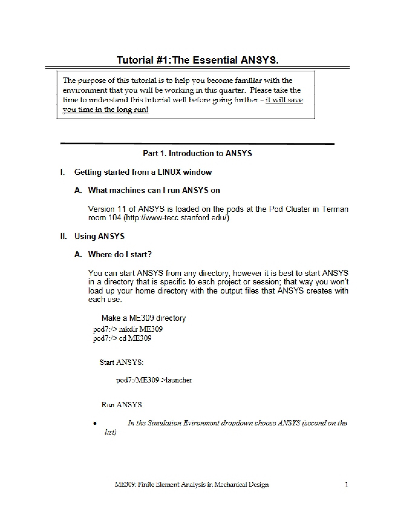 First Tutorial The Essentials of ANSYS