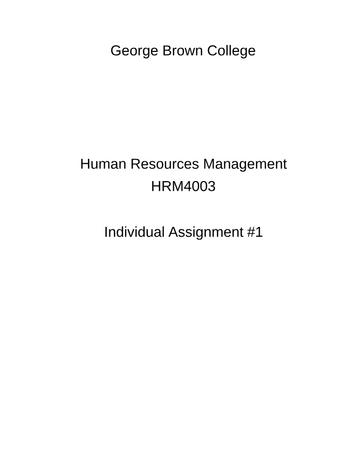 HRM4003 Individual Assignment 1