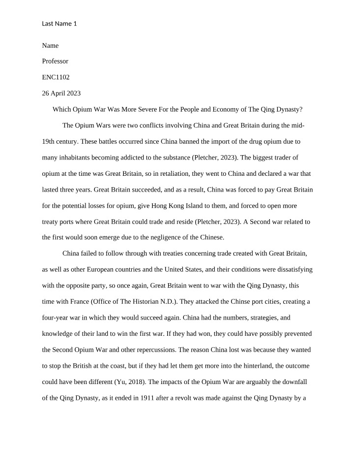 Impact of the Opium Wars and Qing Dynasty on People and Economy
