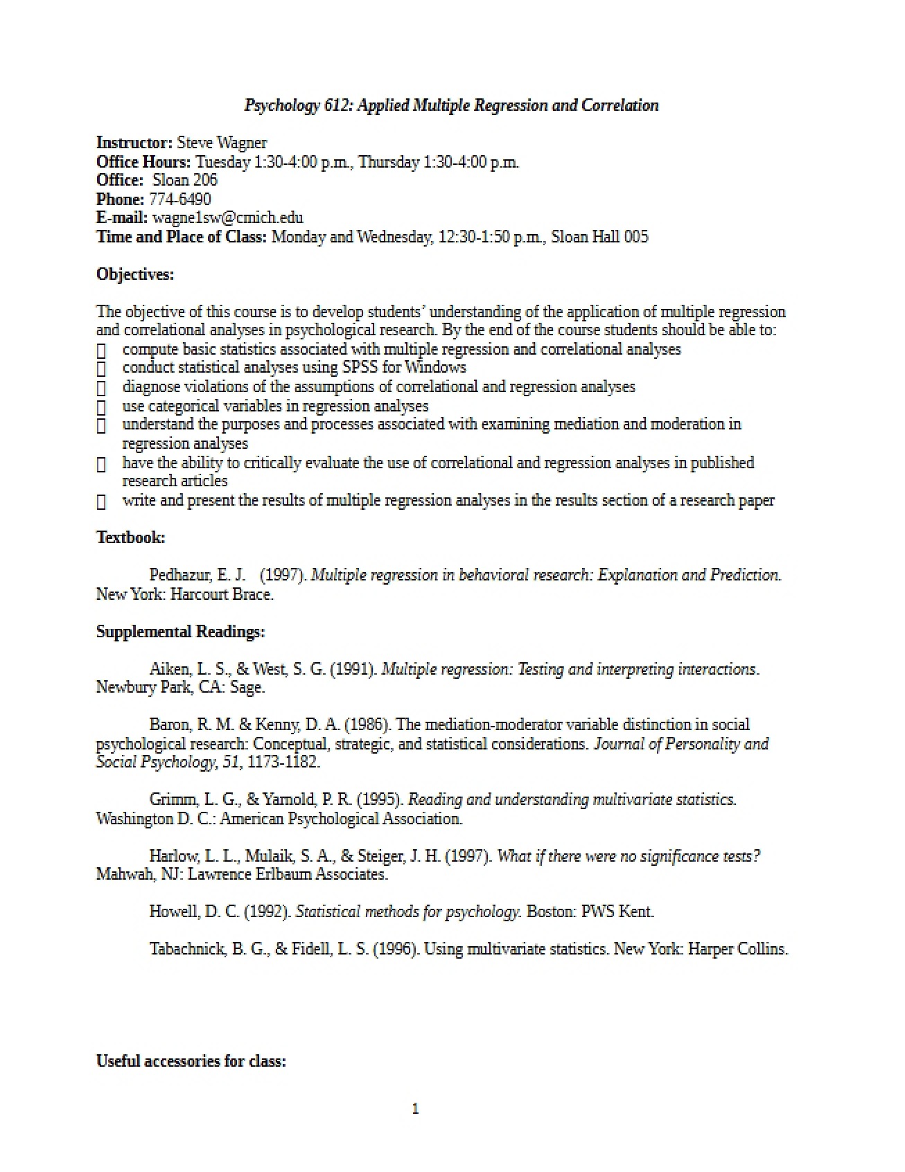 Syllabus for PSY 612 (Part I)