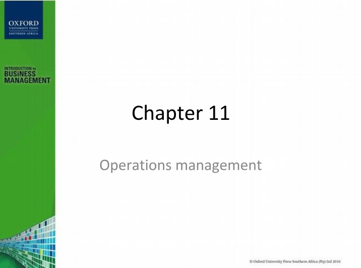 Operations Management - Chapter 11