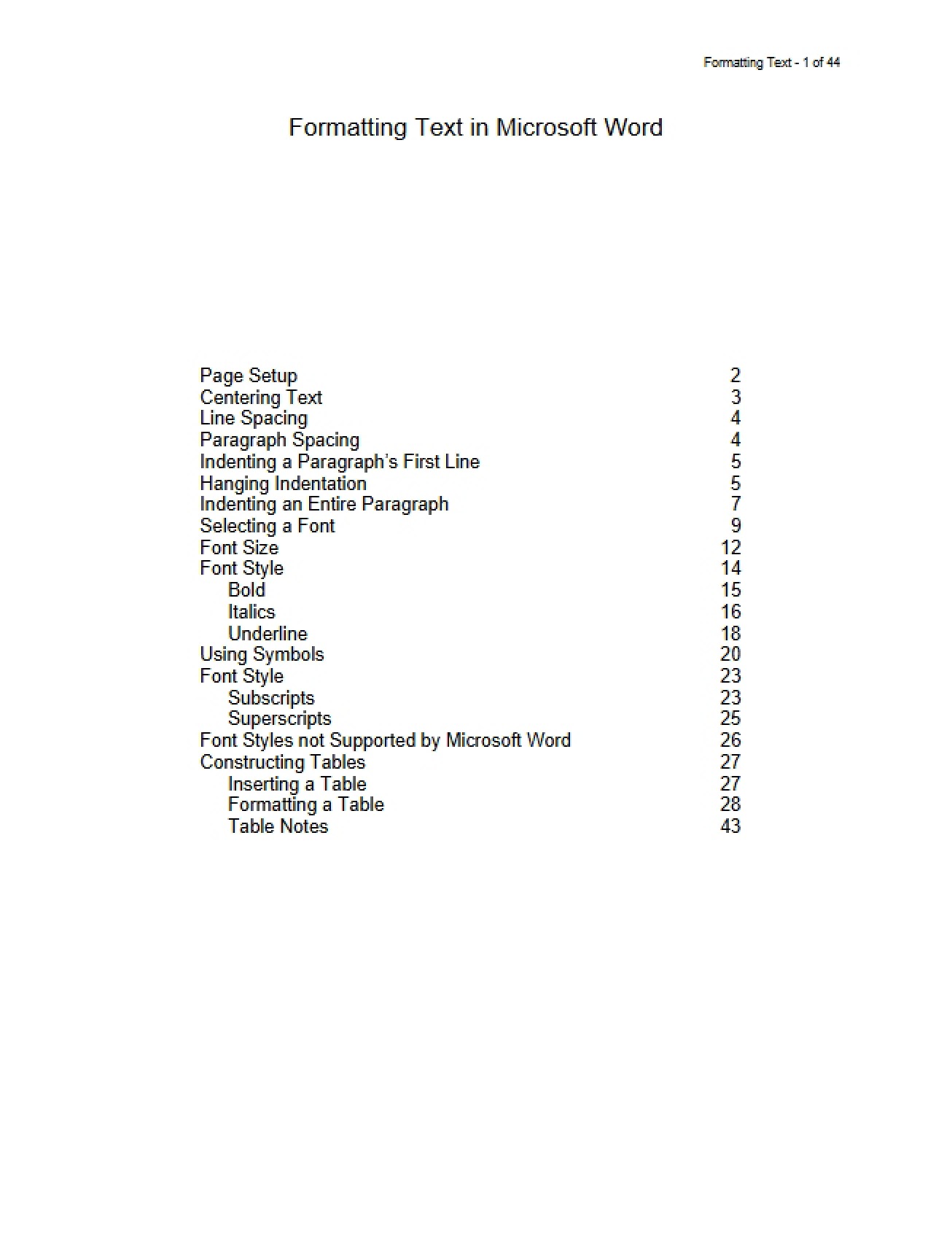 Formatting Document