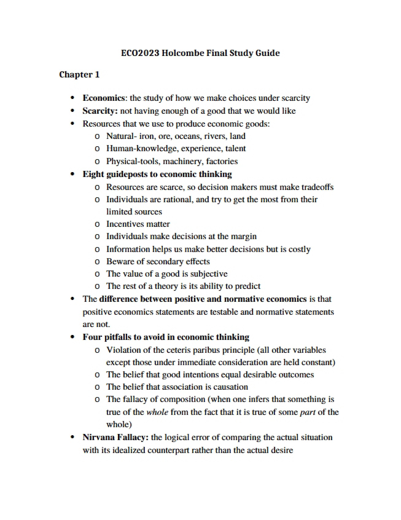 Study Guide for the Final Examination