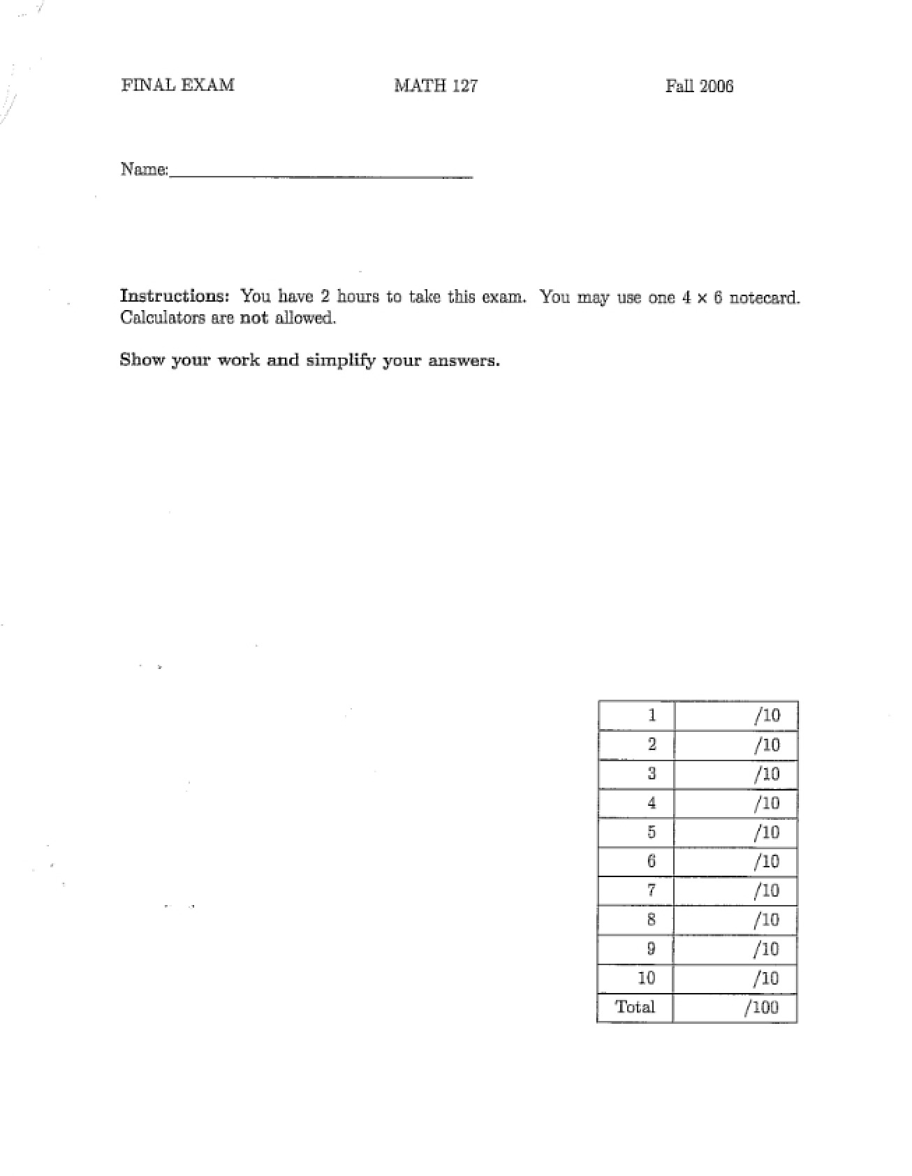 Final Examination