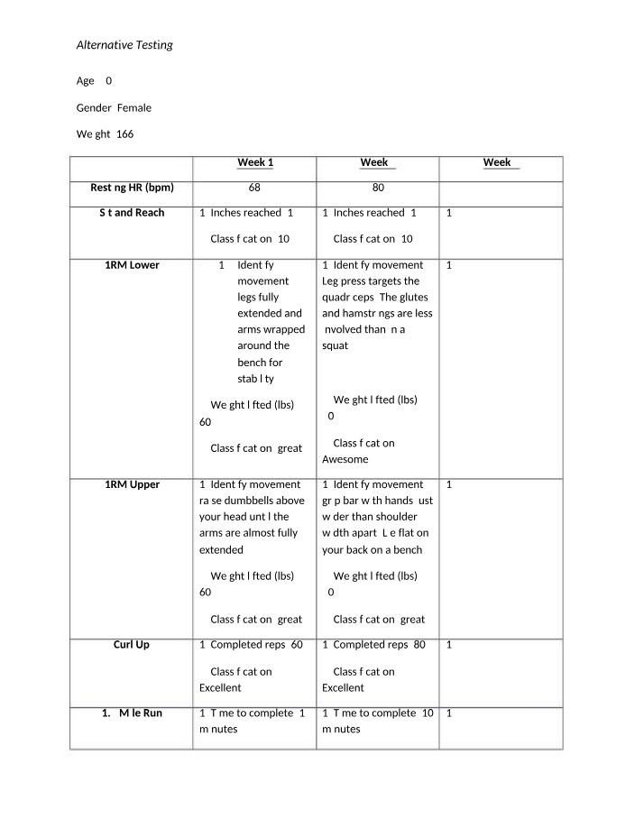 Week 8 Exercise - Muscular Strength, Endurance, and Power