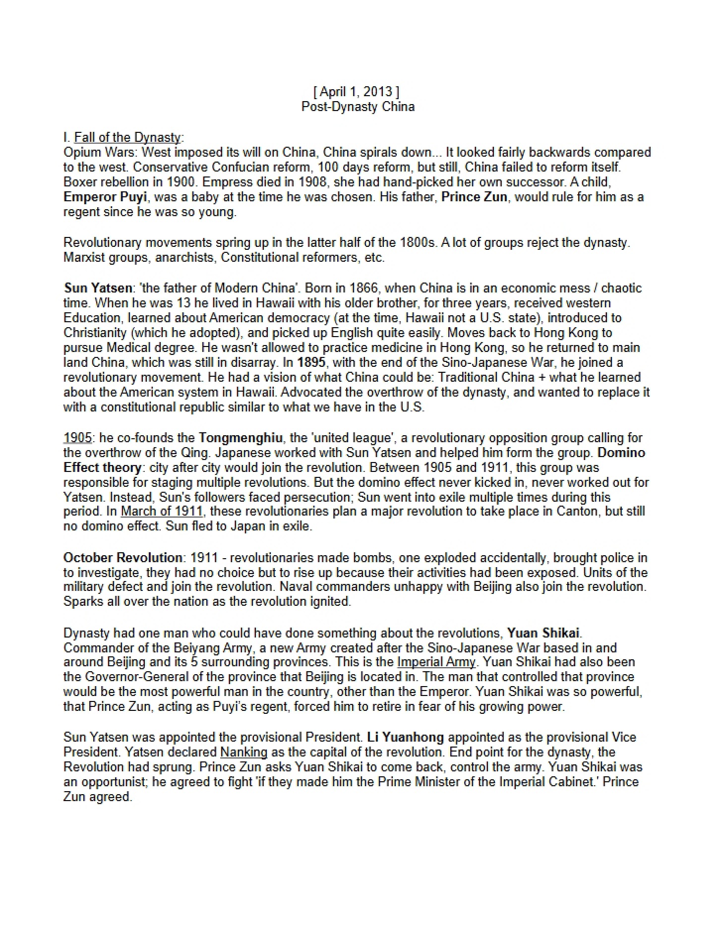 Historical Review of Post-Dynasty China
