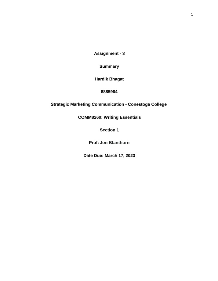 Summary Assignment 3