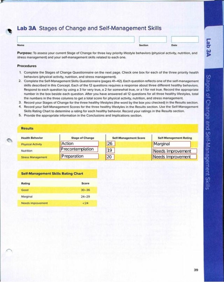 Stages of Change and Self-Management Skills Lab 3A Part 2