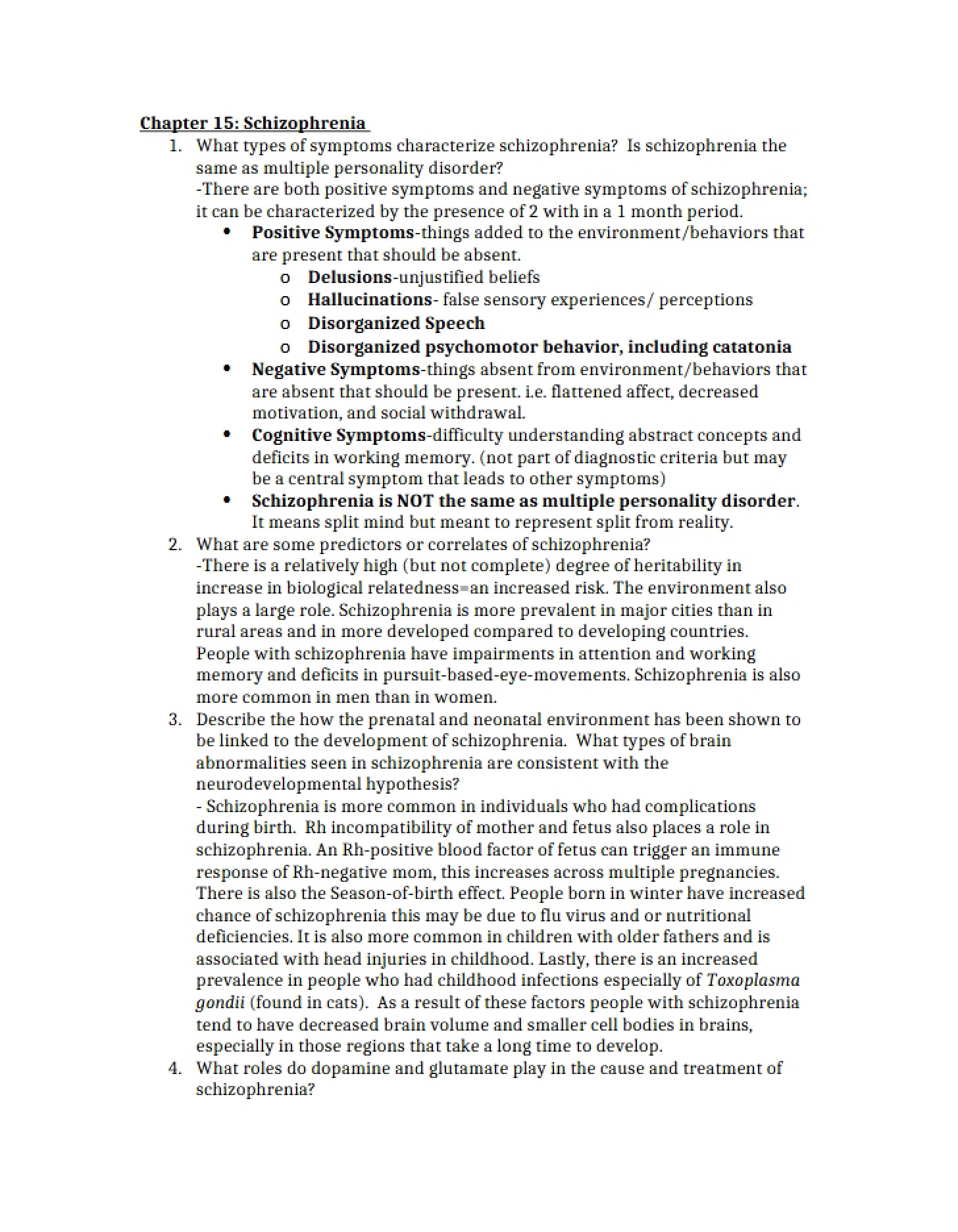 Schizophrenia Chapter 15