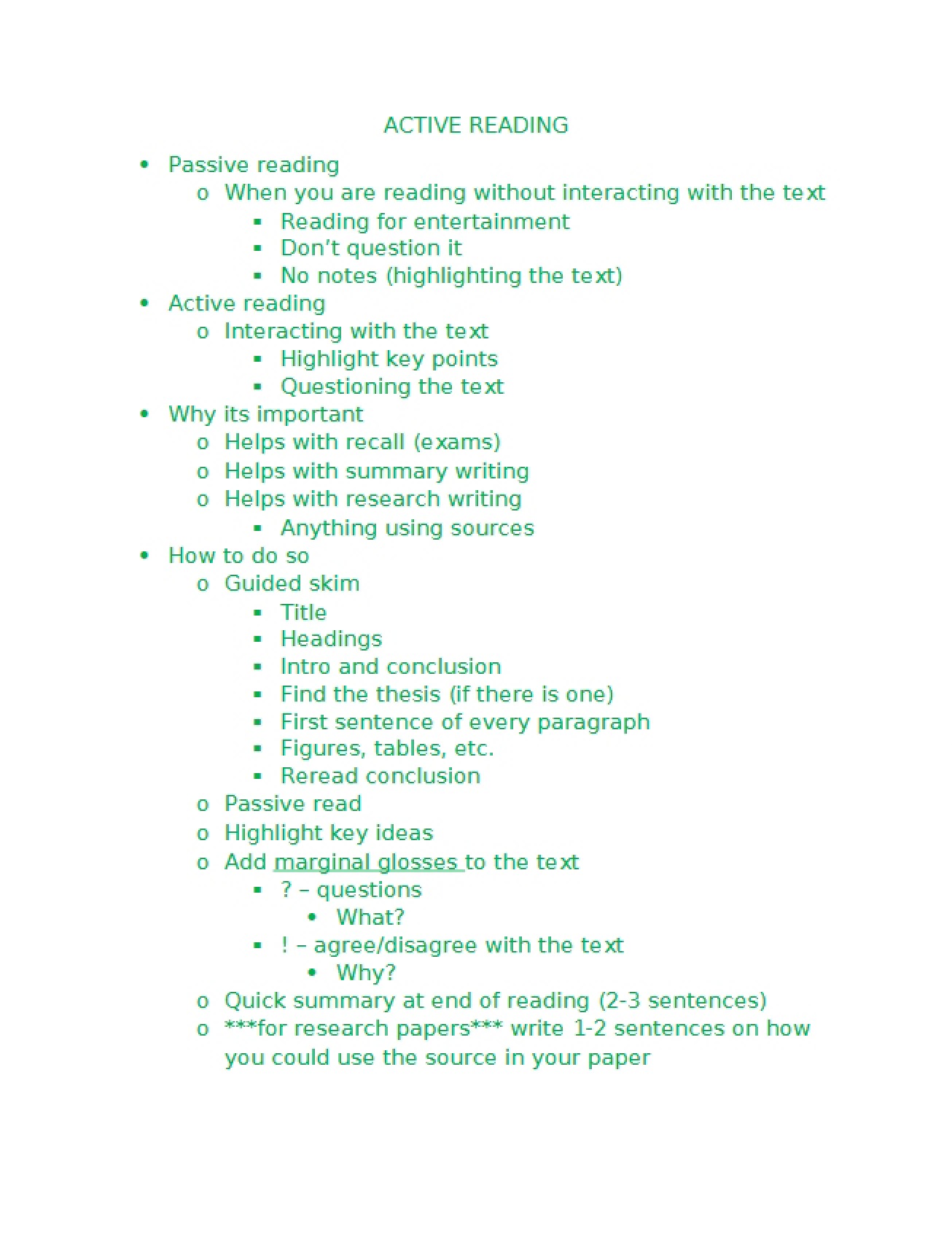 Active Reading Strategies