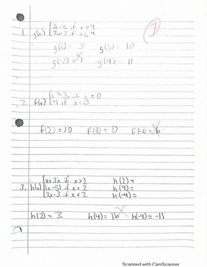 Worksheet 5 for Functions