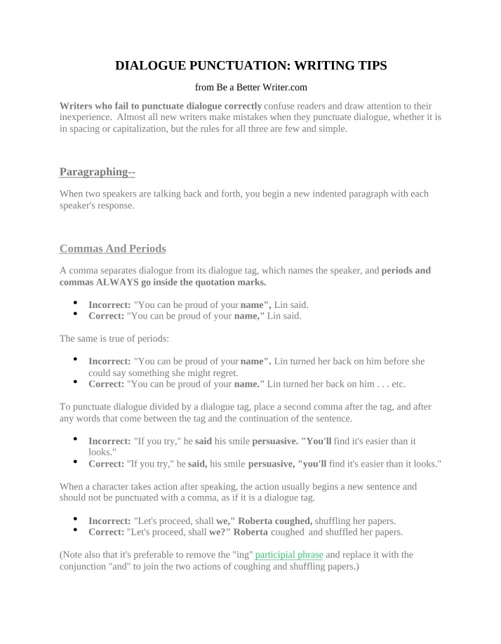 Writing Dialogue - A Guide to Correct Punctuation