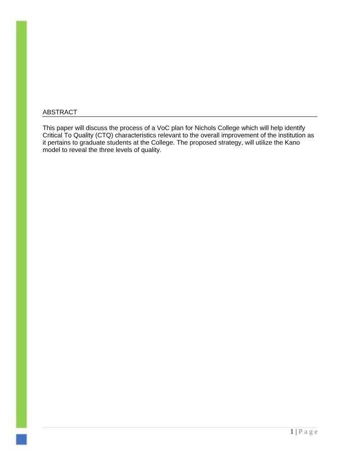 VoC Plan Paper - Module 3
