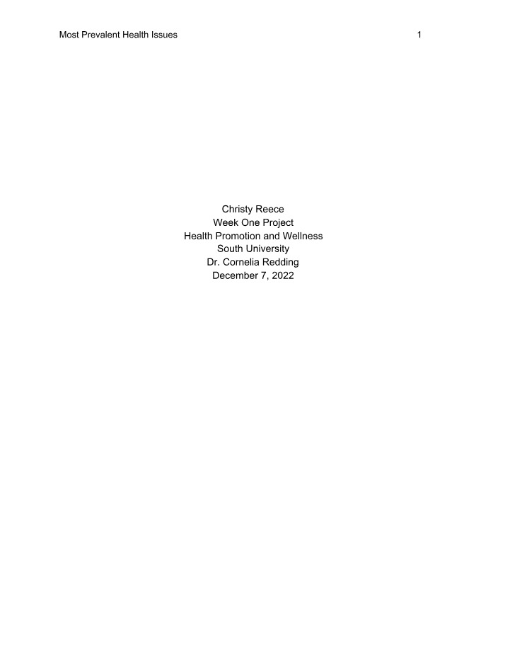 Week One Project - Health and Wellness Promotion