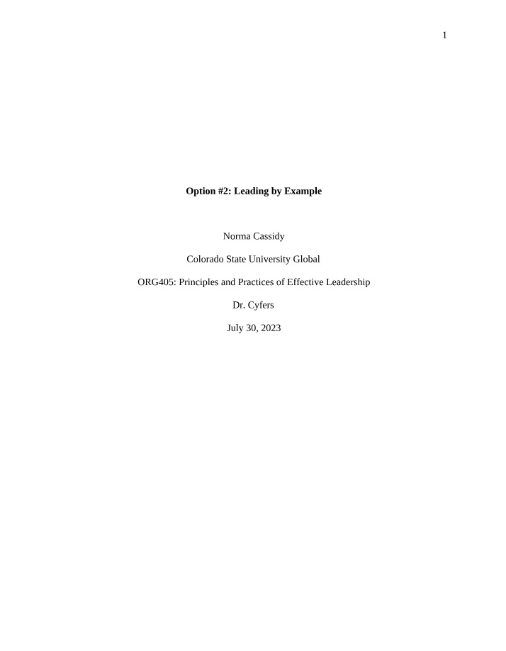 ORG405 - Module 2 Critical Thinking