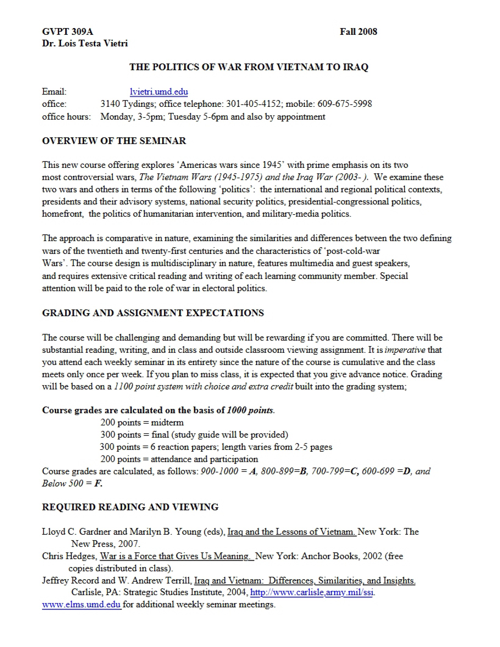 Arms Control Course Syllabus