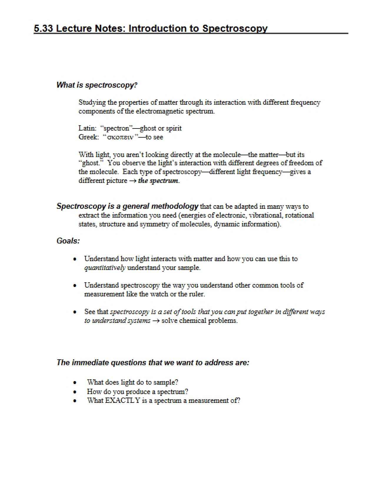 Spectroscopy Basics