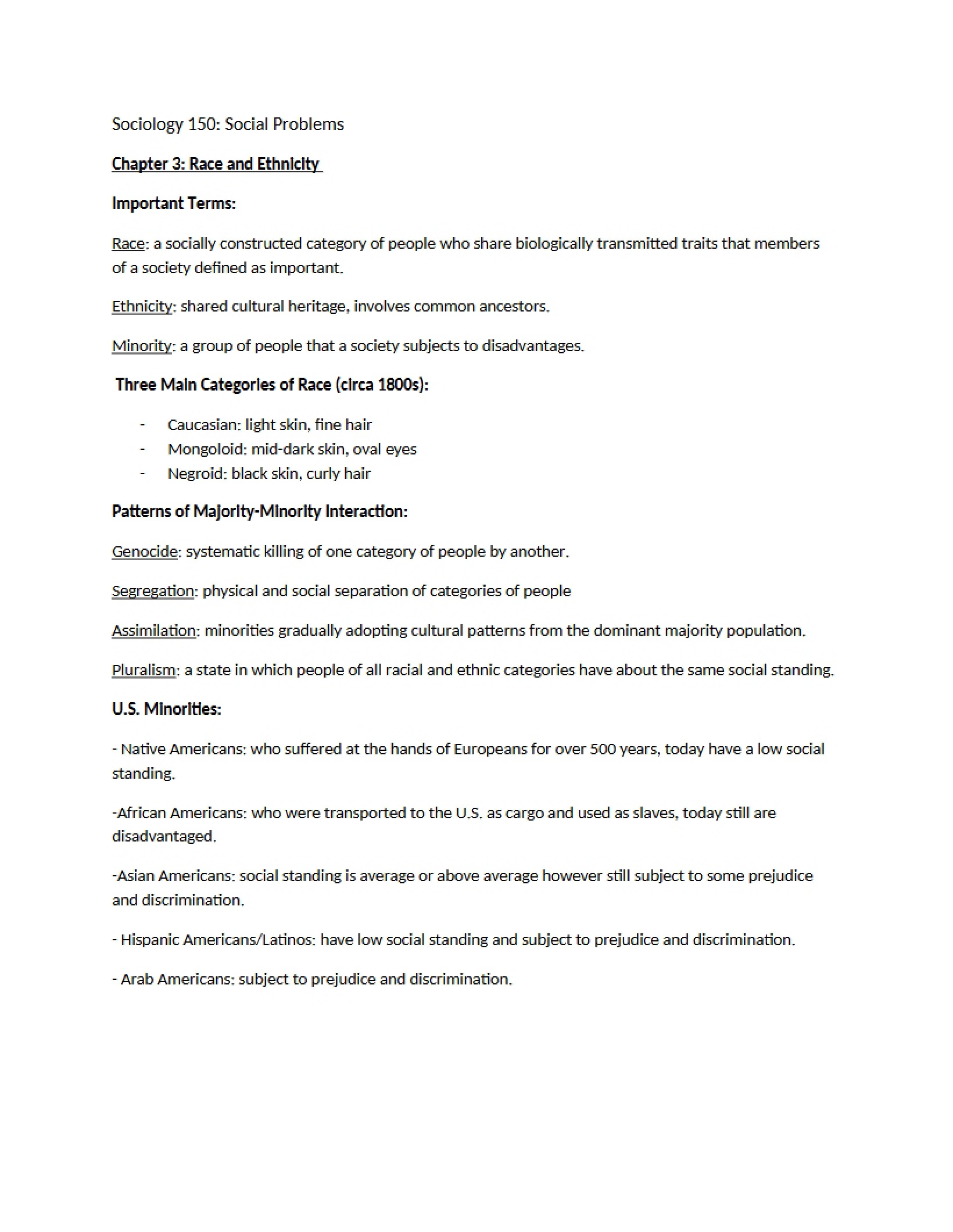 Ethnicity and Race (Chapter 3)