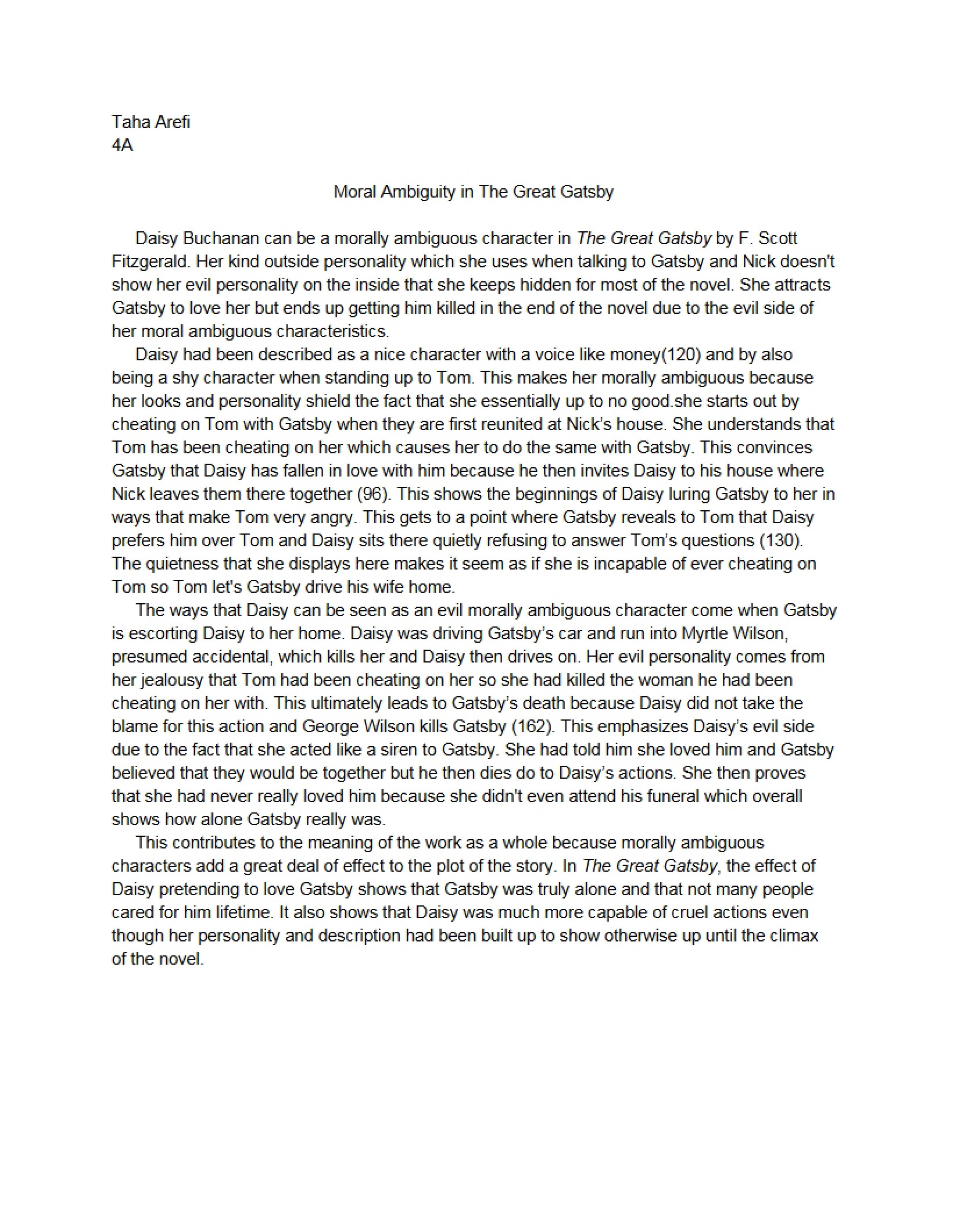 Moral Ambiguity Analysis The Great Gatsby