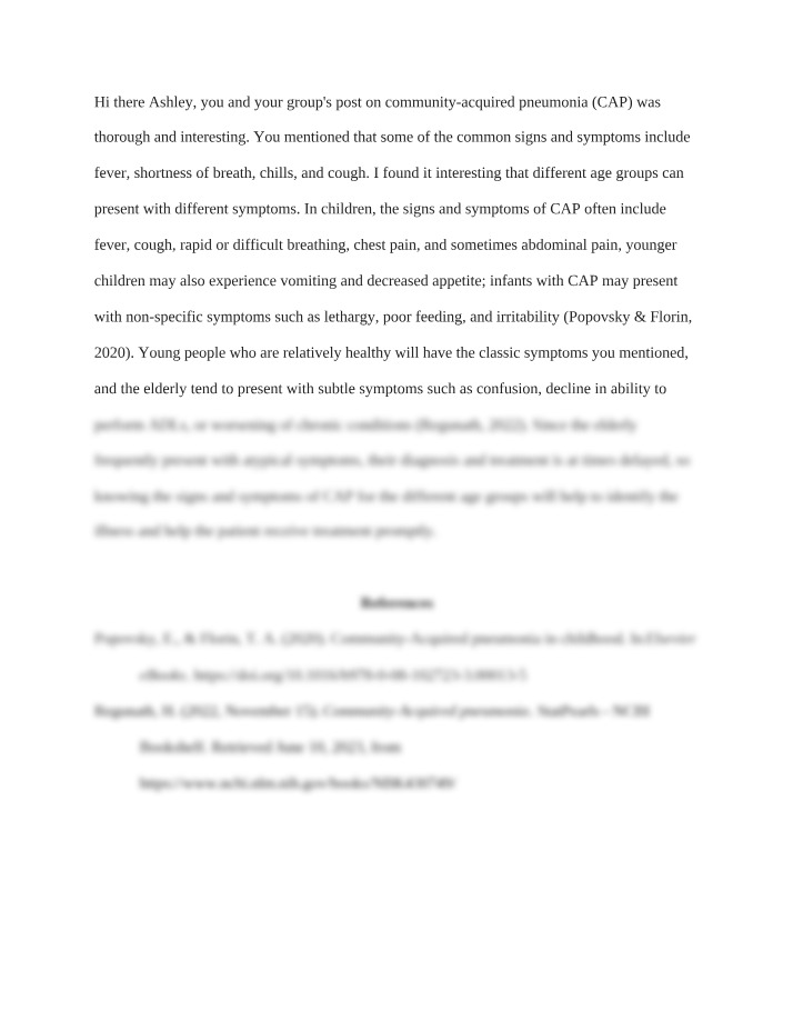 Community-Acquired Pneumonia - Signs and Symptoms