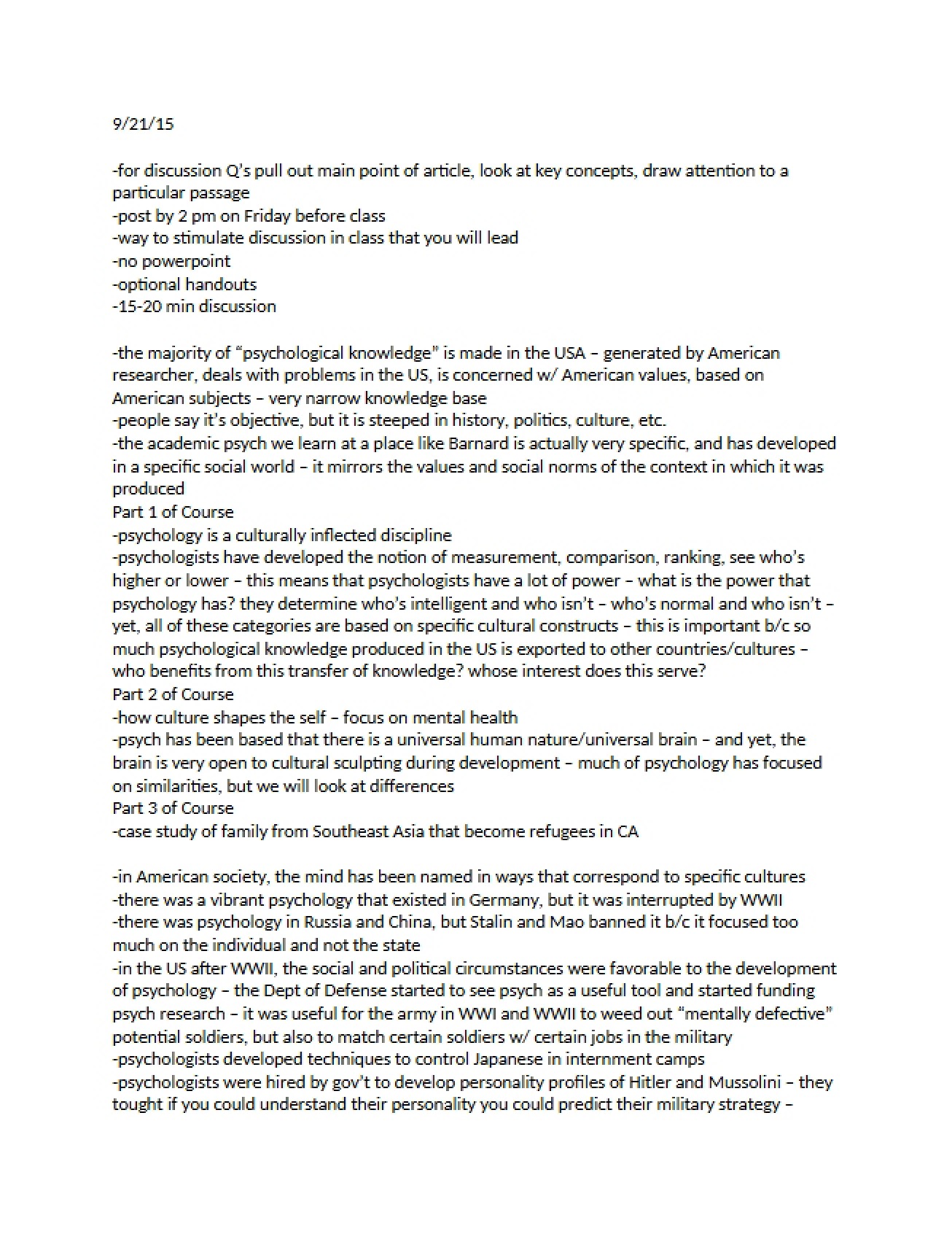Cultural Psych Notes Three