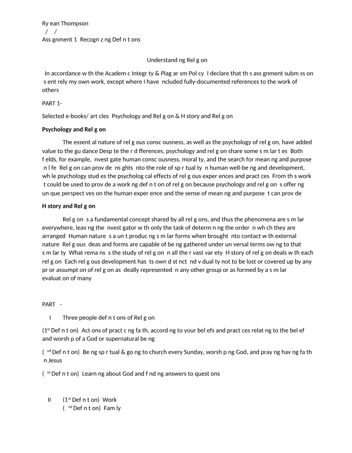 Religion - History and Psychology Examined