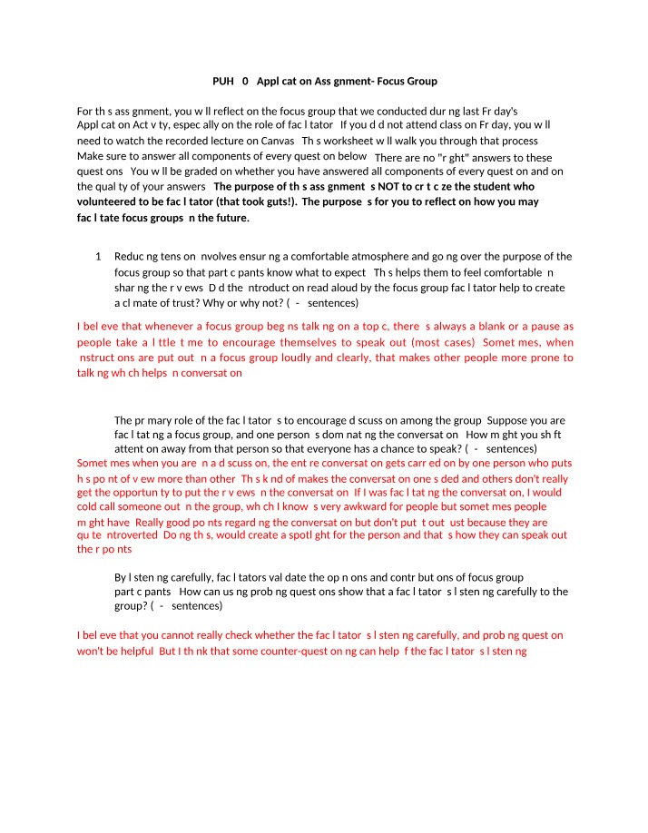 PUH 305 Focus Group Application Assignment