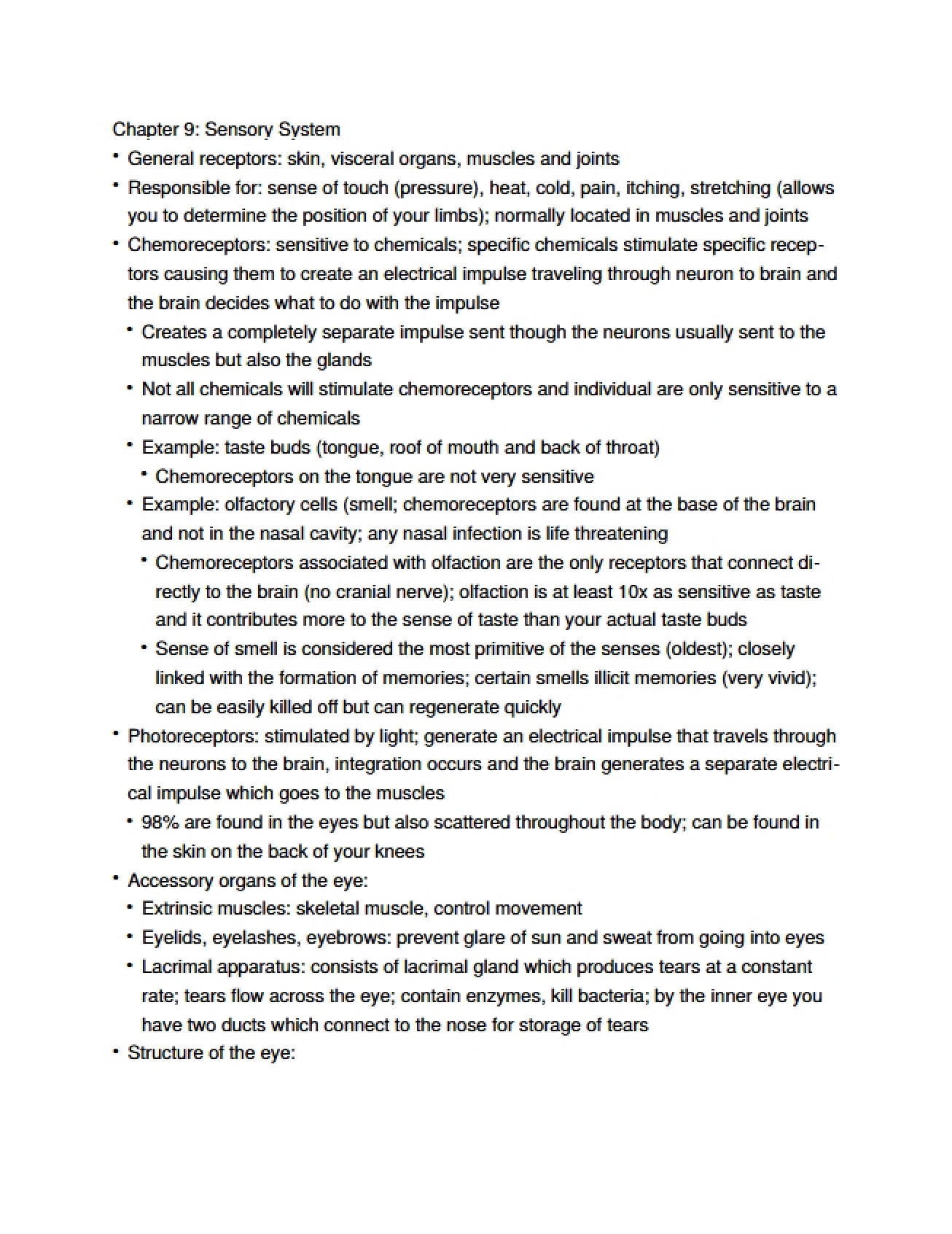Sensory System