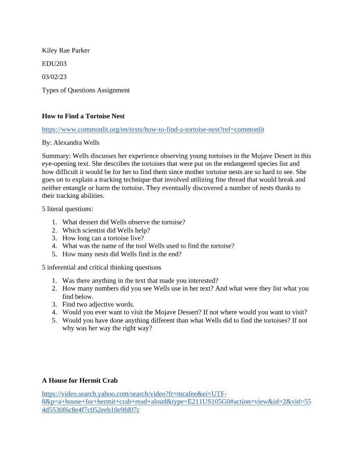 Assignment on Types of Questions