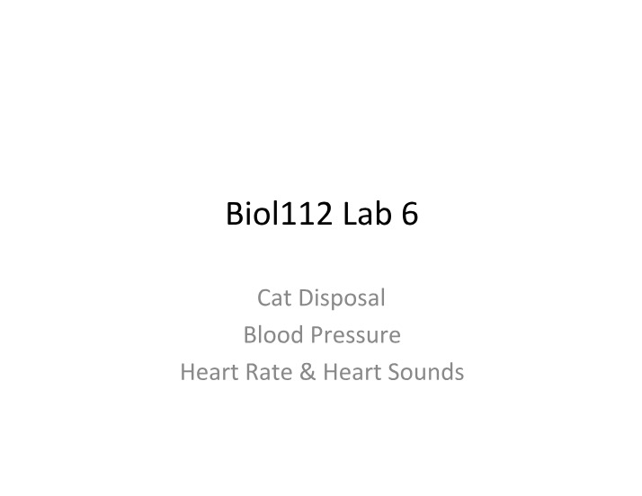 Lab 6 for Biology 112