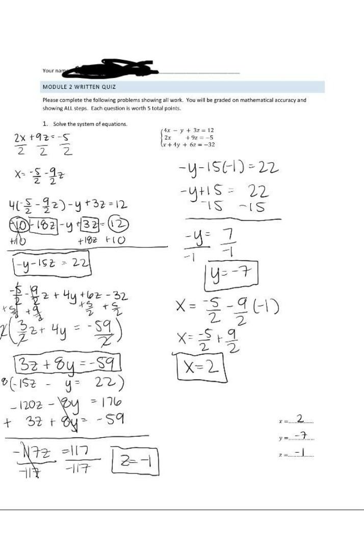 Written Quiz for Module 2