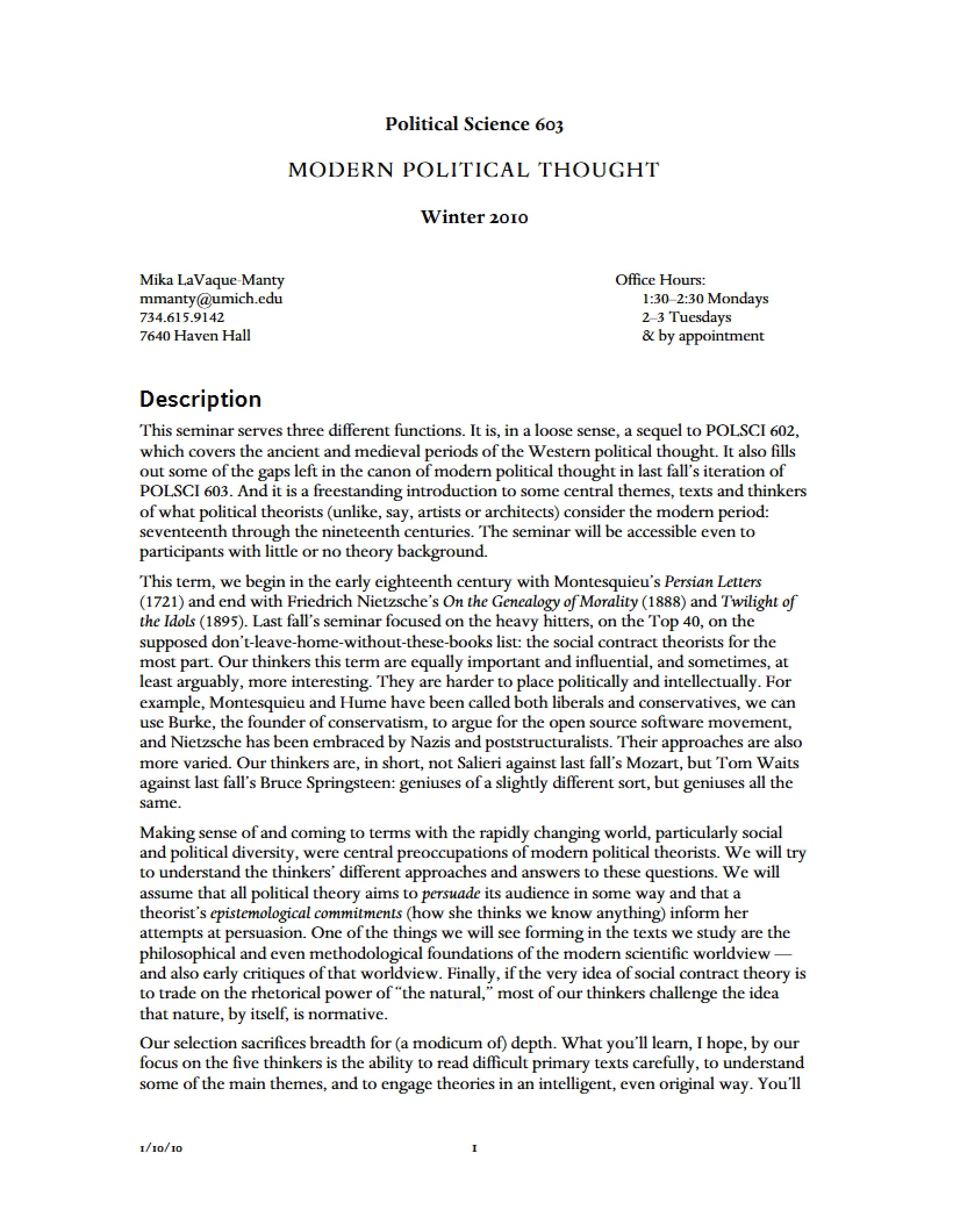 Political Thought Modern