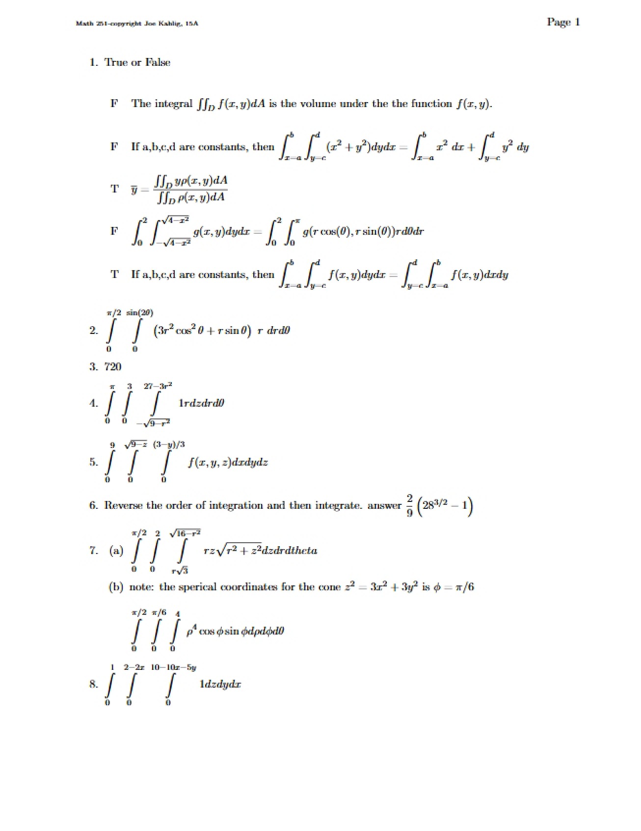 Examination Three, Version B (Spring 2015)