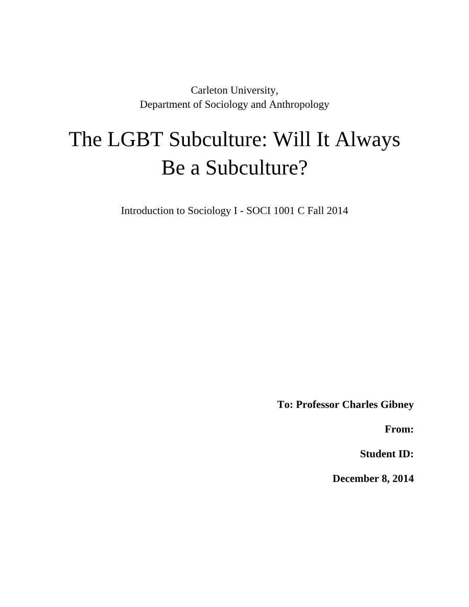 Will the LGBT Subculture Always Be a Subculture