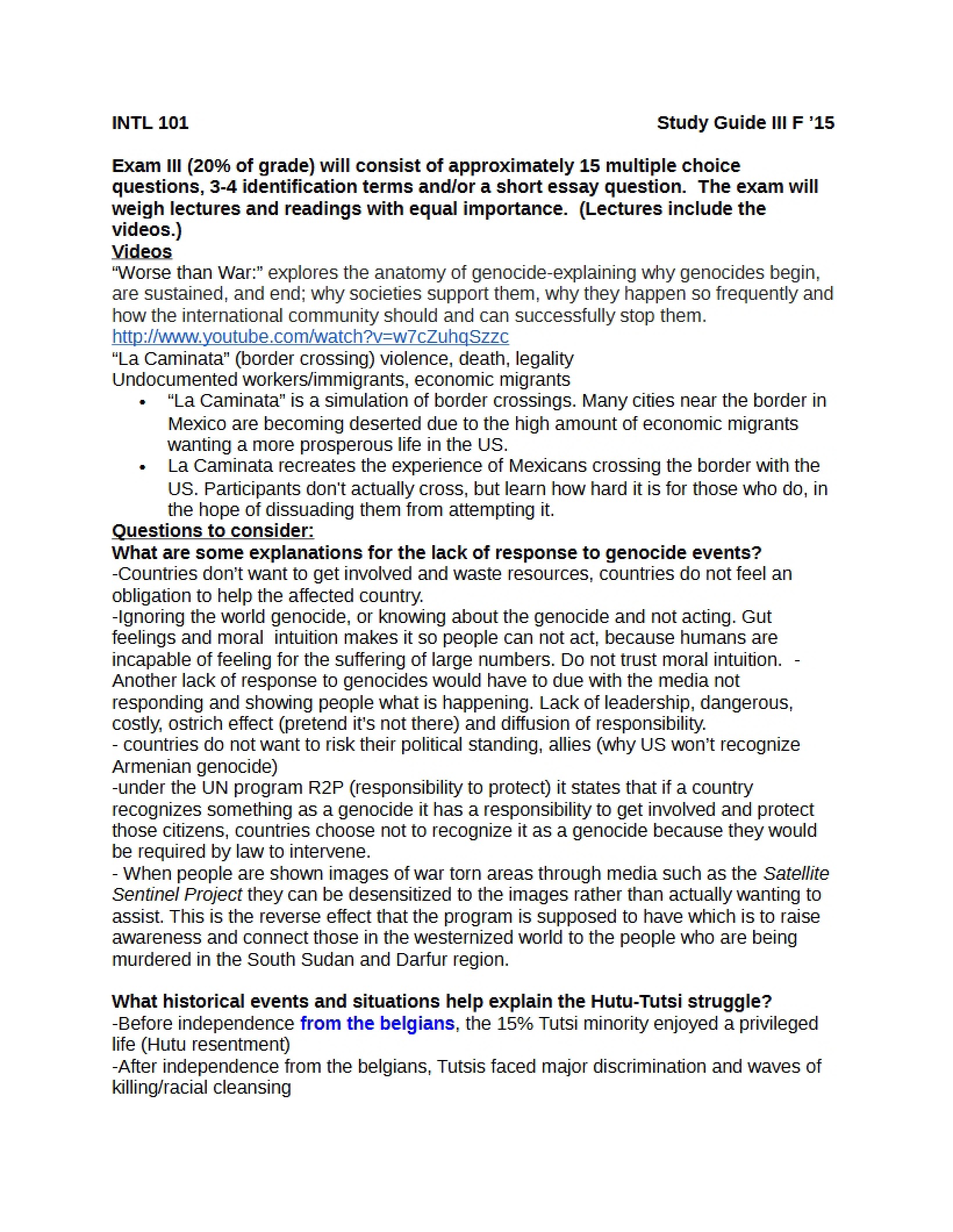 Study Guide 3 INTL 101