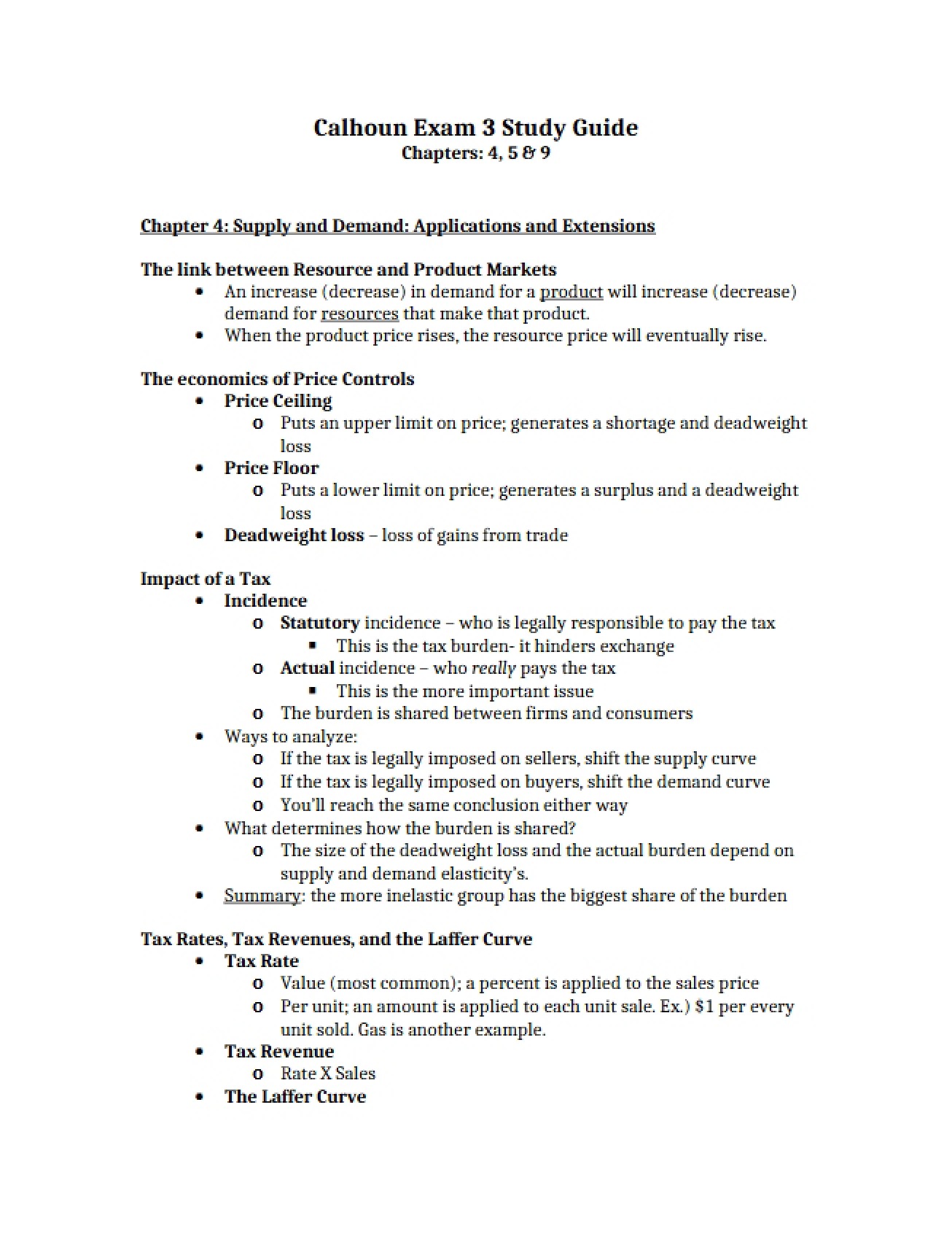 Overview of Supply and Demand from Chapter Four