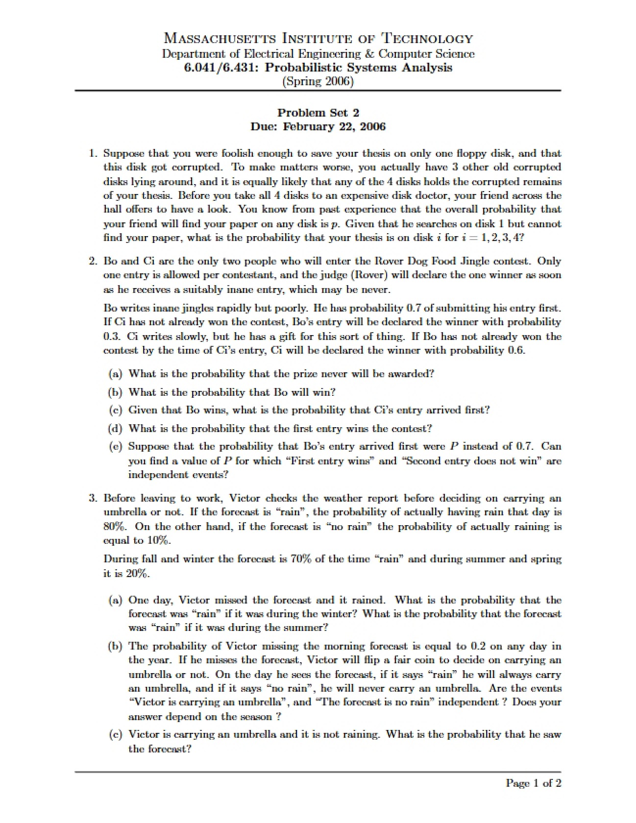 Second Problem Set