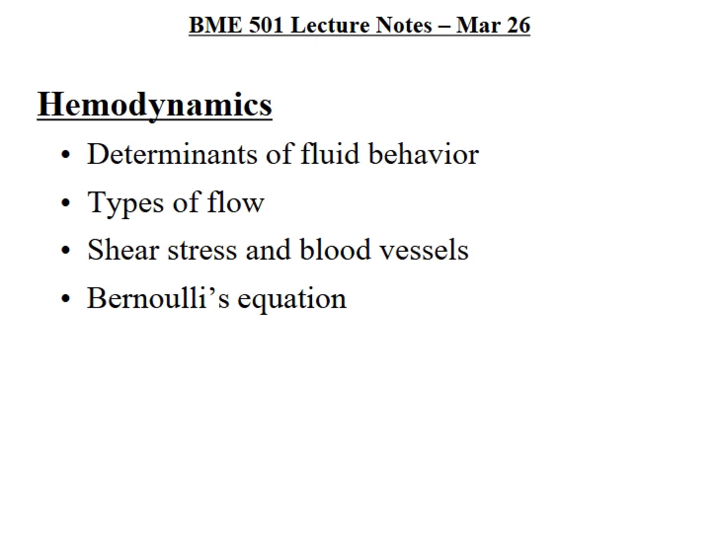 March 26th Lecture Notes