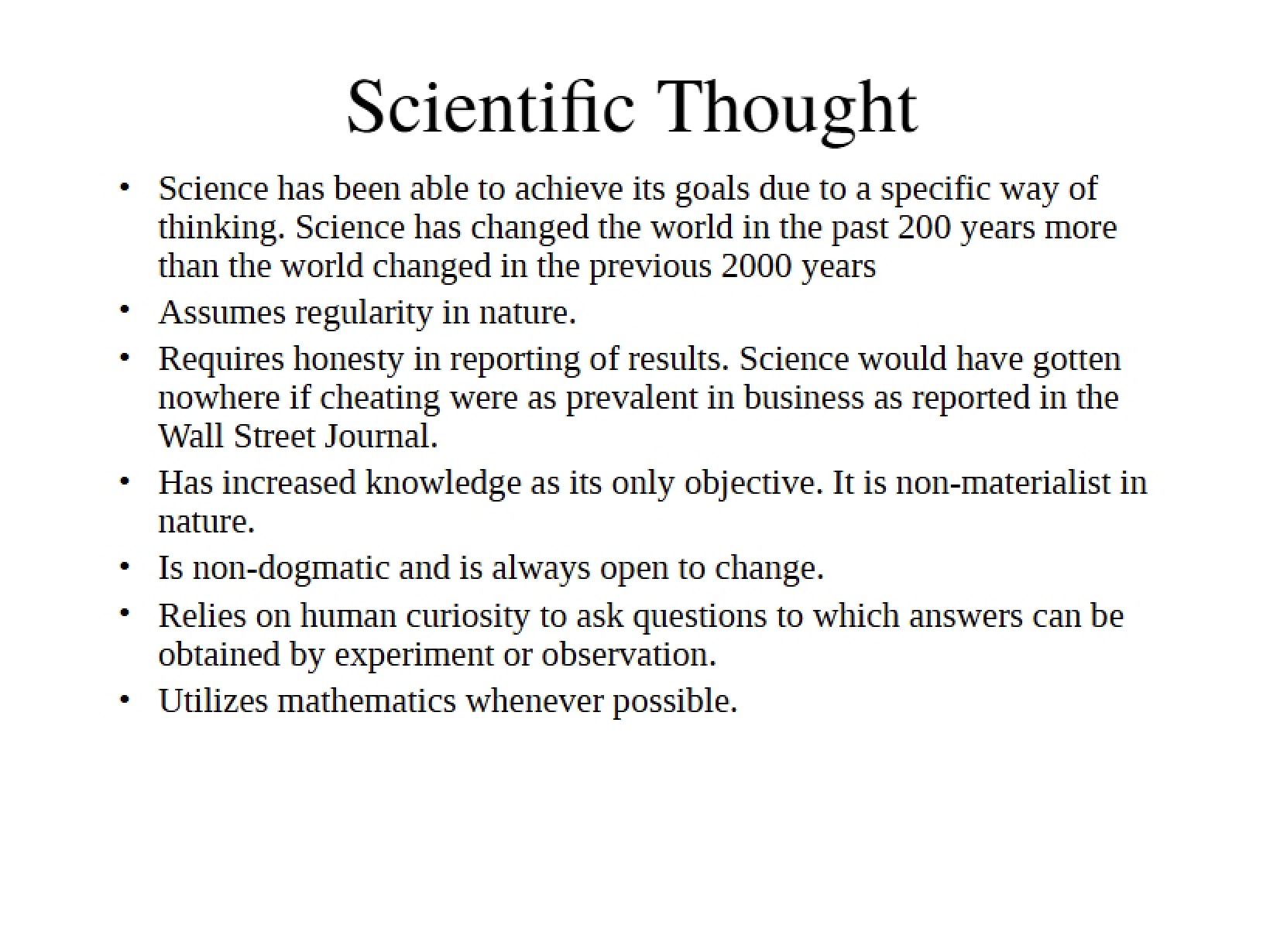 Thinking Scientifically