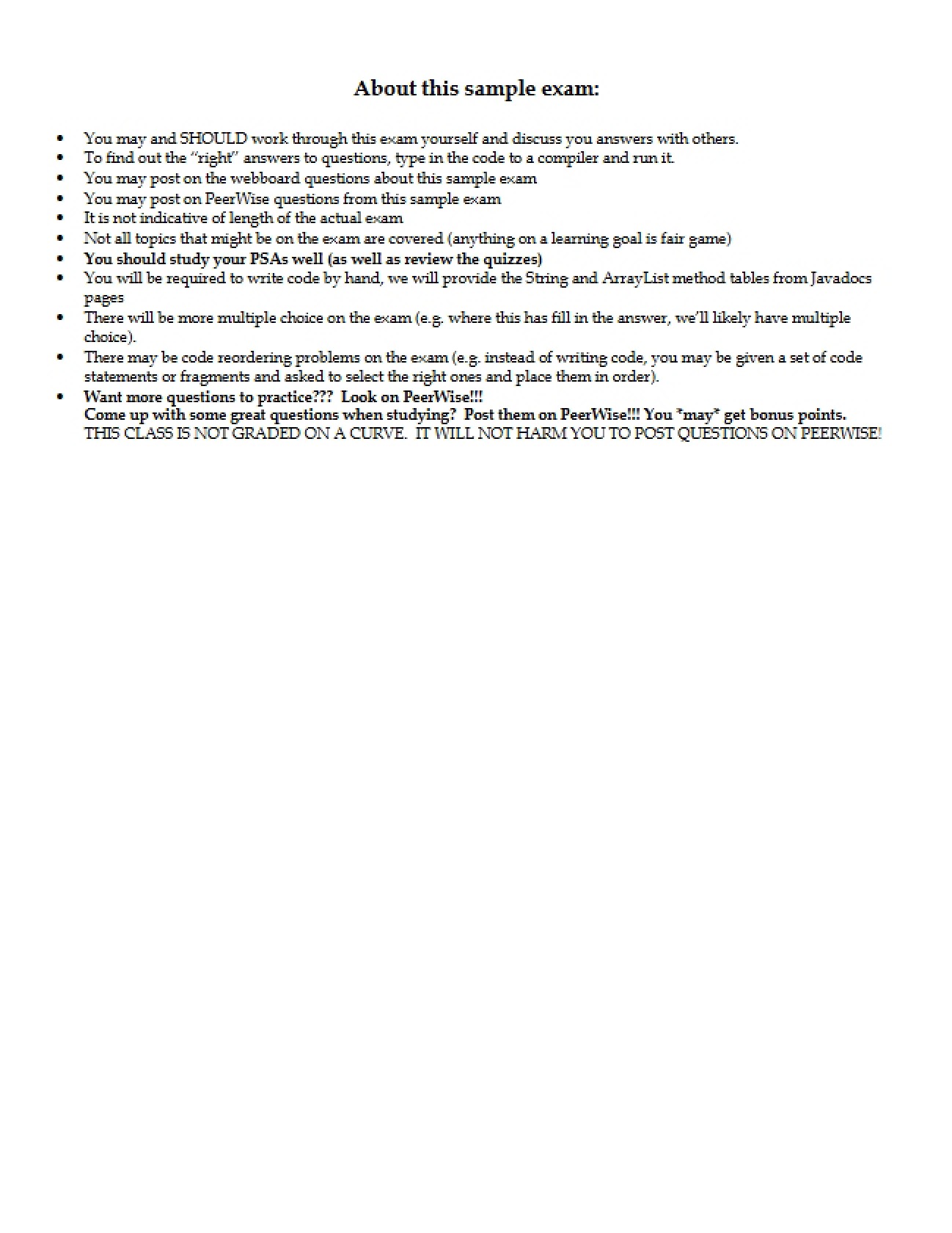 Final Exam Practice for Java II