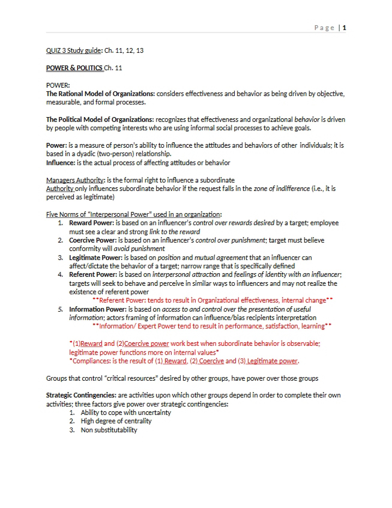 Study Guide for Third Quiz