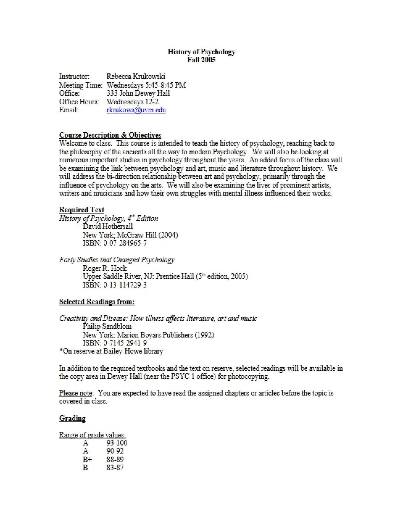 Biopsychology Course Syllabus