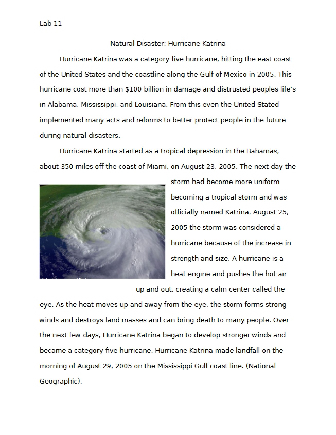 Write-Up for the Eleventh Lab in Planet Earth Lab