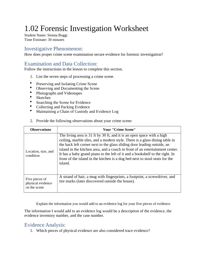 Worksheet for 1.02 Forensic Investigation