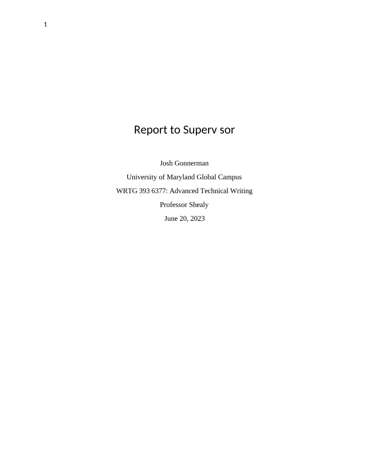WRTG 393 Report to Supervisor Part A