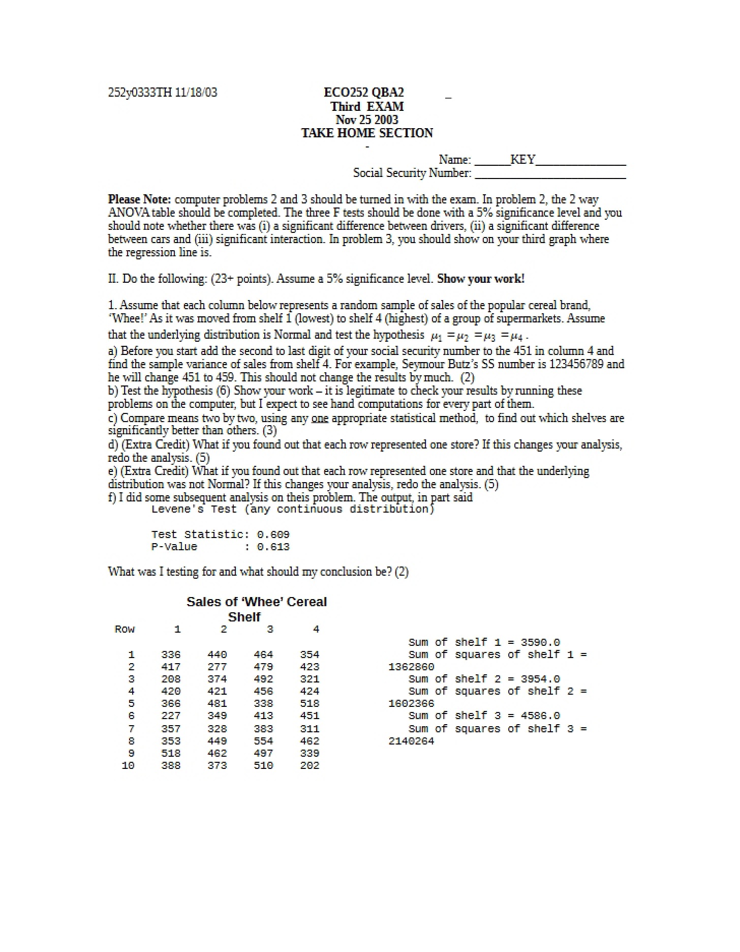 Hour Exam 3 ECO 252