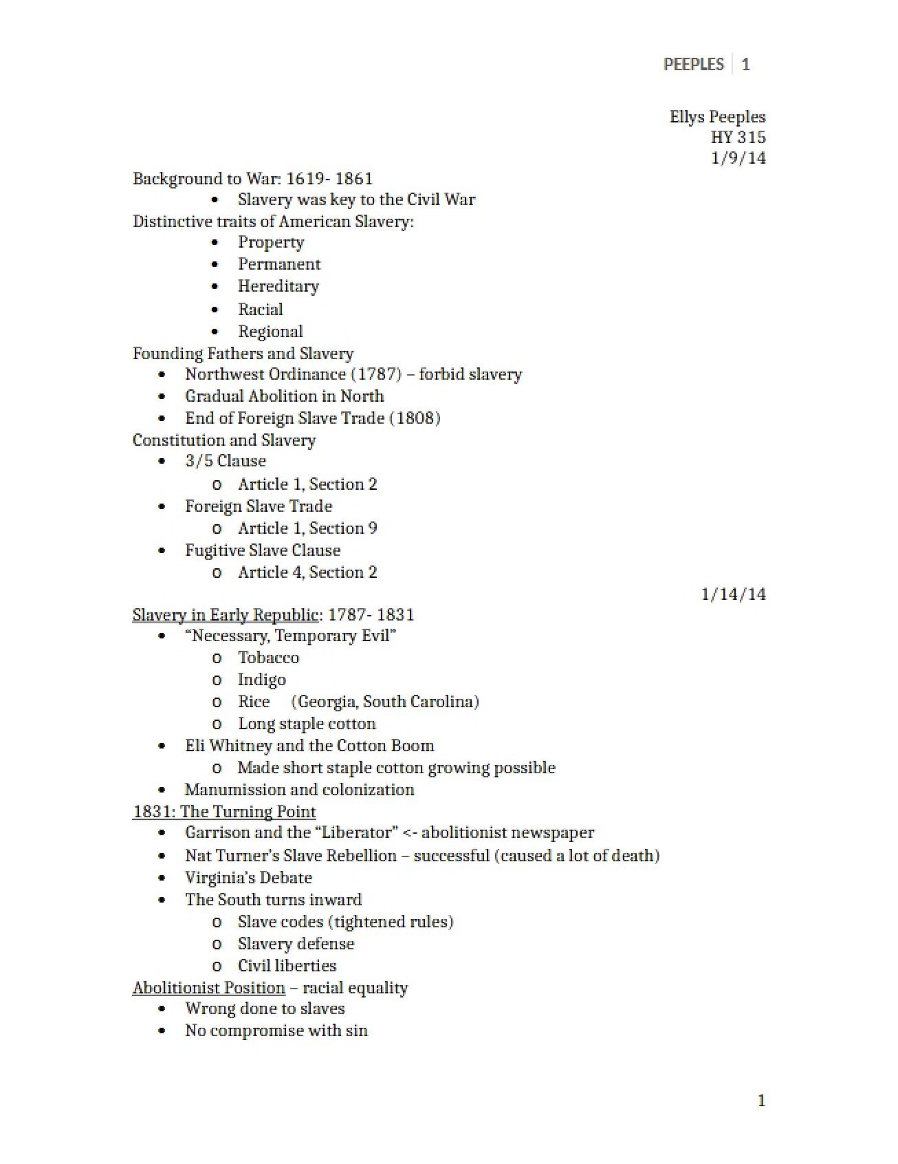Notes on Civil War Part 1