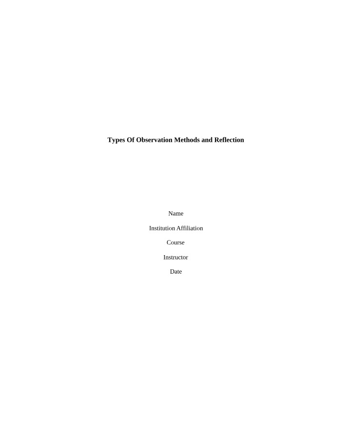 Observation Methods and Reflection Types
