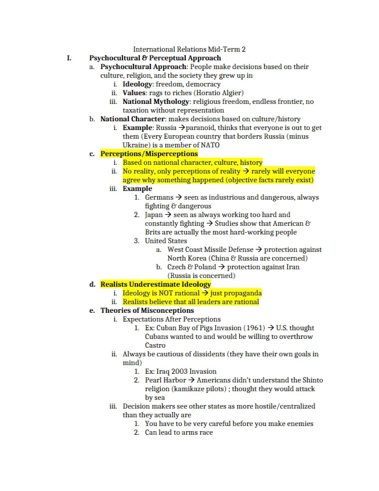 Second Midterm International Relations