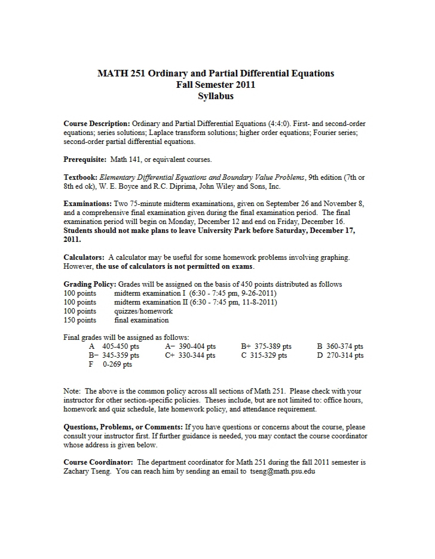 Differential Equations Partial and Ordinary - 3 Pages